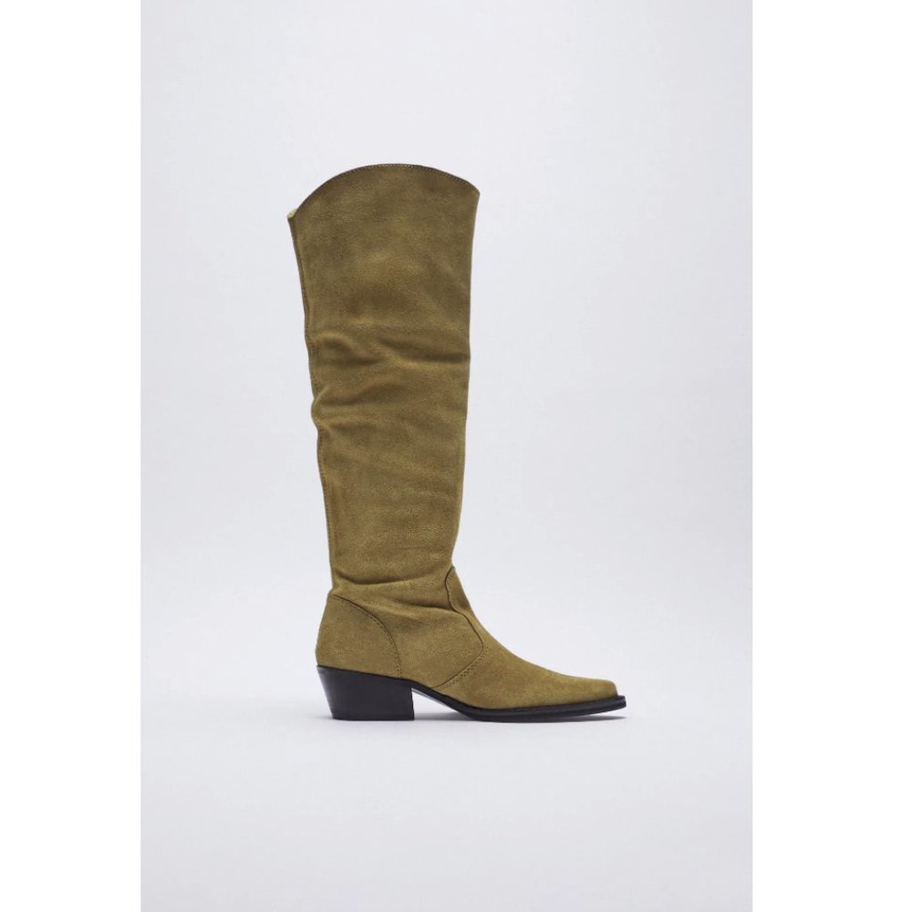 NWOT Zara Size 7.5 Heeled Split Leather